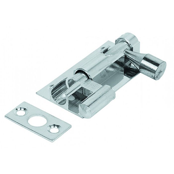 Barrel Bolt Necked Chrome 50mm