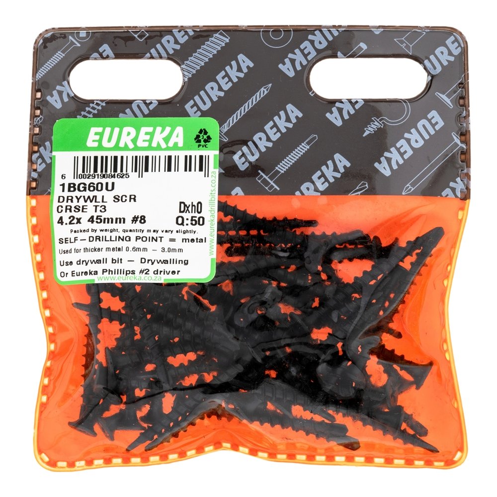Eureka Self-Drilling Drywall Screw (T3 Tip) – 4.2 x 45mm #8 – pack of 50