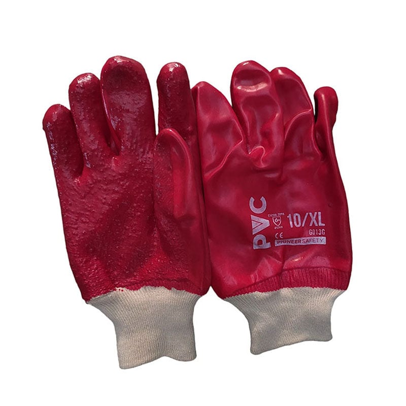 Gloves PVC Coat Red Large