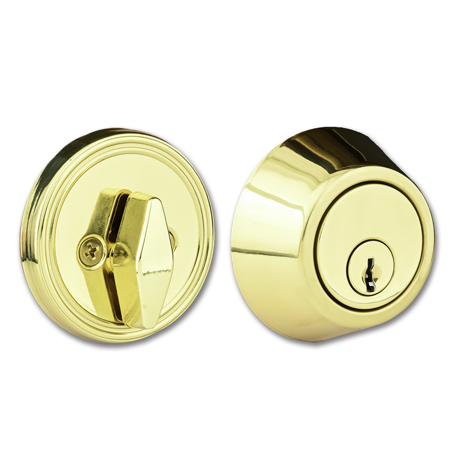 Single Cylinder Deadbolt, Polished Brass