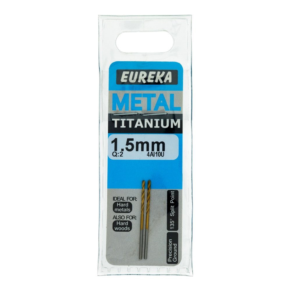 Eureka Titanium HSS Drill Bit for Metal – 1.5mm – pack of 2