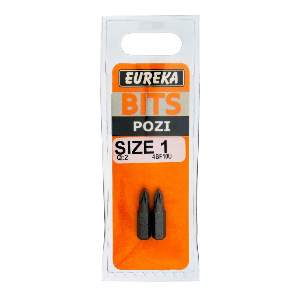 Eureka Pozi Drive Screwdriver Bit – PZ1 x 25mm – pack of 2