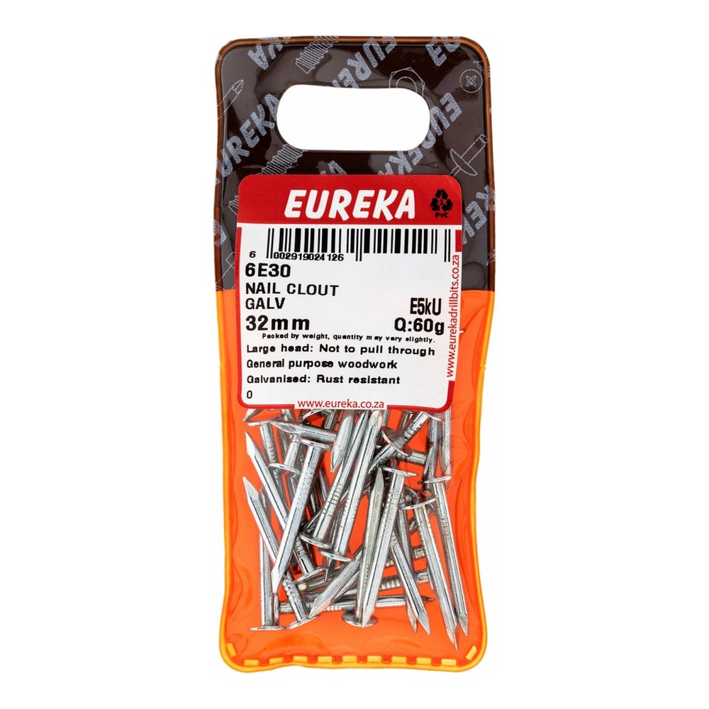 Eureka Clout Nail, Galvanised – 32mm – pack of 60