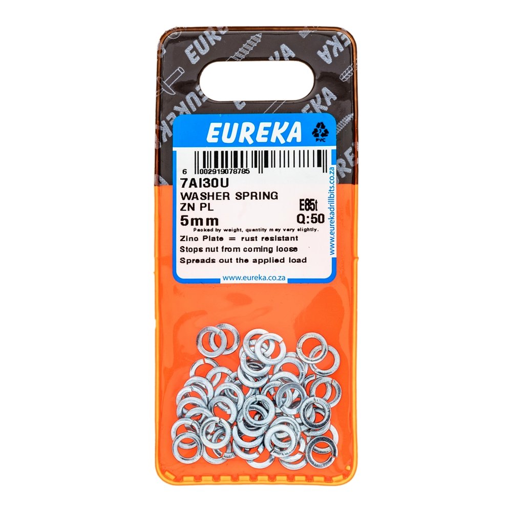 Eureka Spring Washer, Galvanised – 5mm – pack of 50