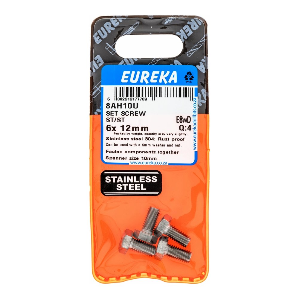 Eureka Set Screw, Stainless Steel – 6 x 12mm – pack of 4
