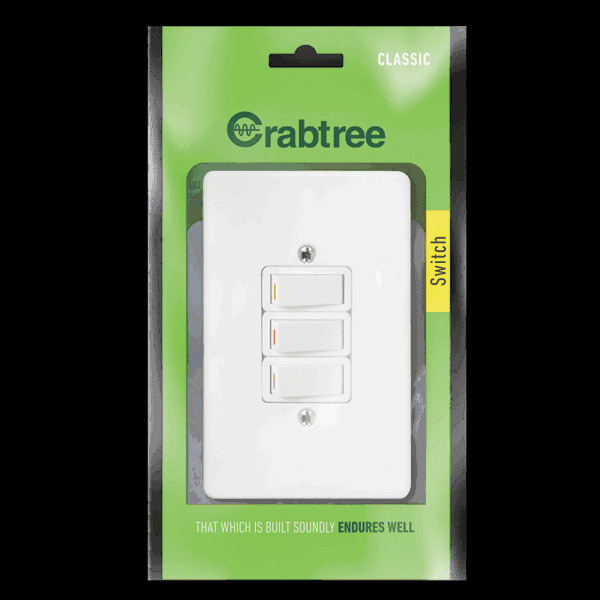 Crabtree 3-Lever Switch with Cover Plate