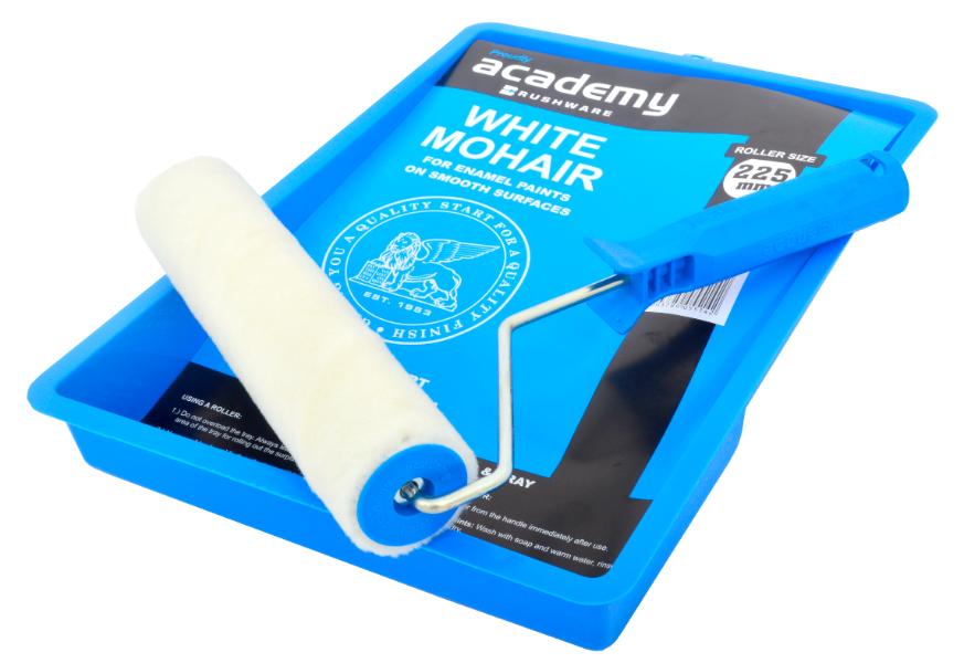 Academy White Mohair Roller & Tray Set 225mm