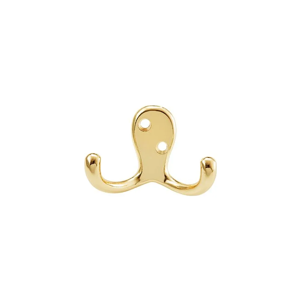 Double Robe Hook Brass Plated