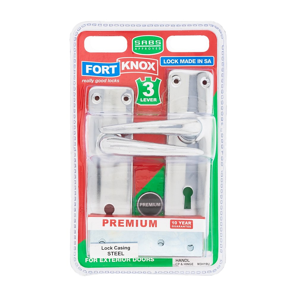 Eureka Fort Knox 3-Lever Lockset with Hinge, Chrome Plated
