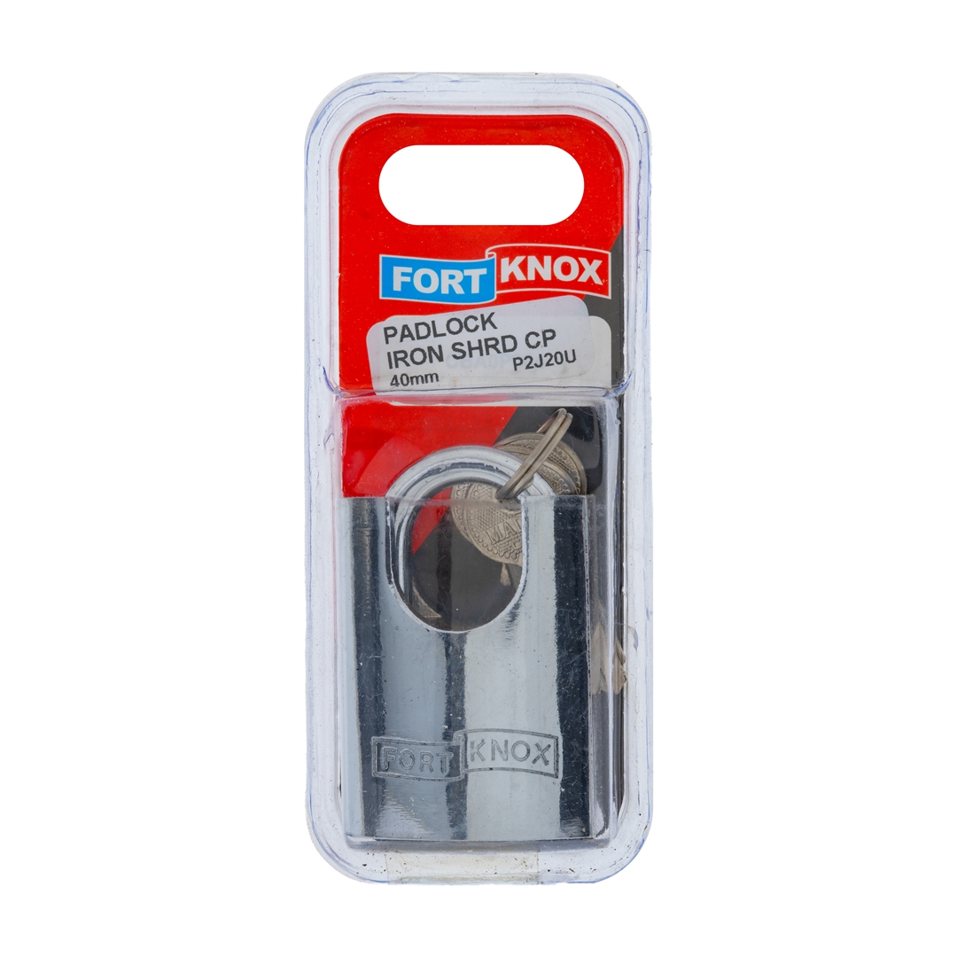 Eureka Fort Knox Shrouded Iron Padlock, Chrome Plated 40mm