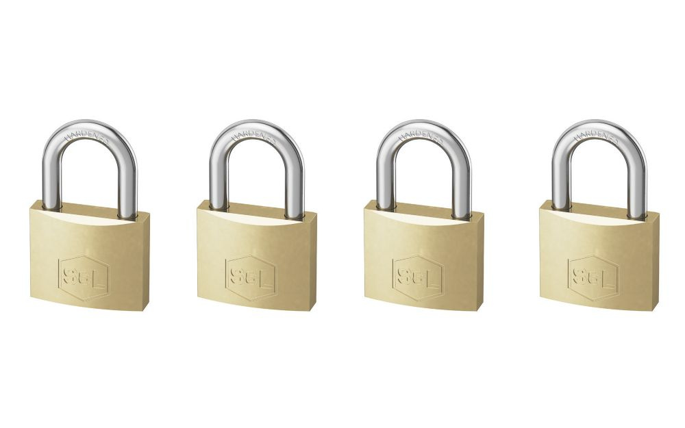 Brass Padlock 30mm, Keyed Alike 4 Pack