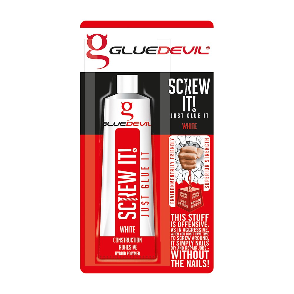Glue Devil Screw-It Hybrid Adhesive & Sealant, White – 90ml