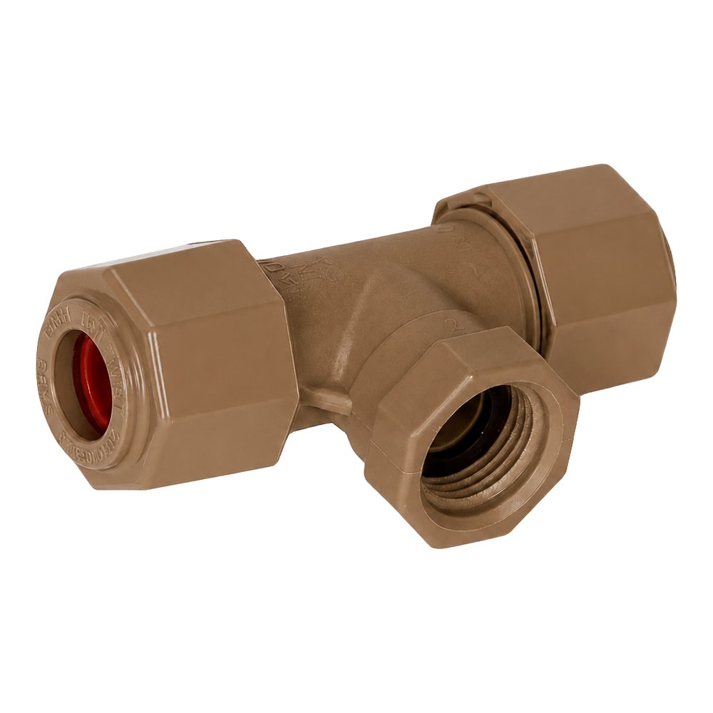 Unitwist Tee, Compression x Compression x Female (CxCxF) – 15mm x 15mm x 1/2"