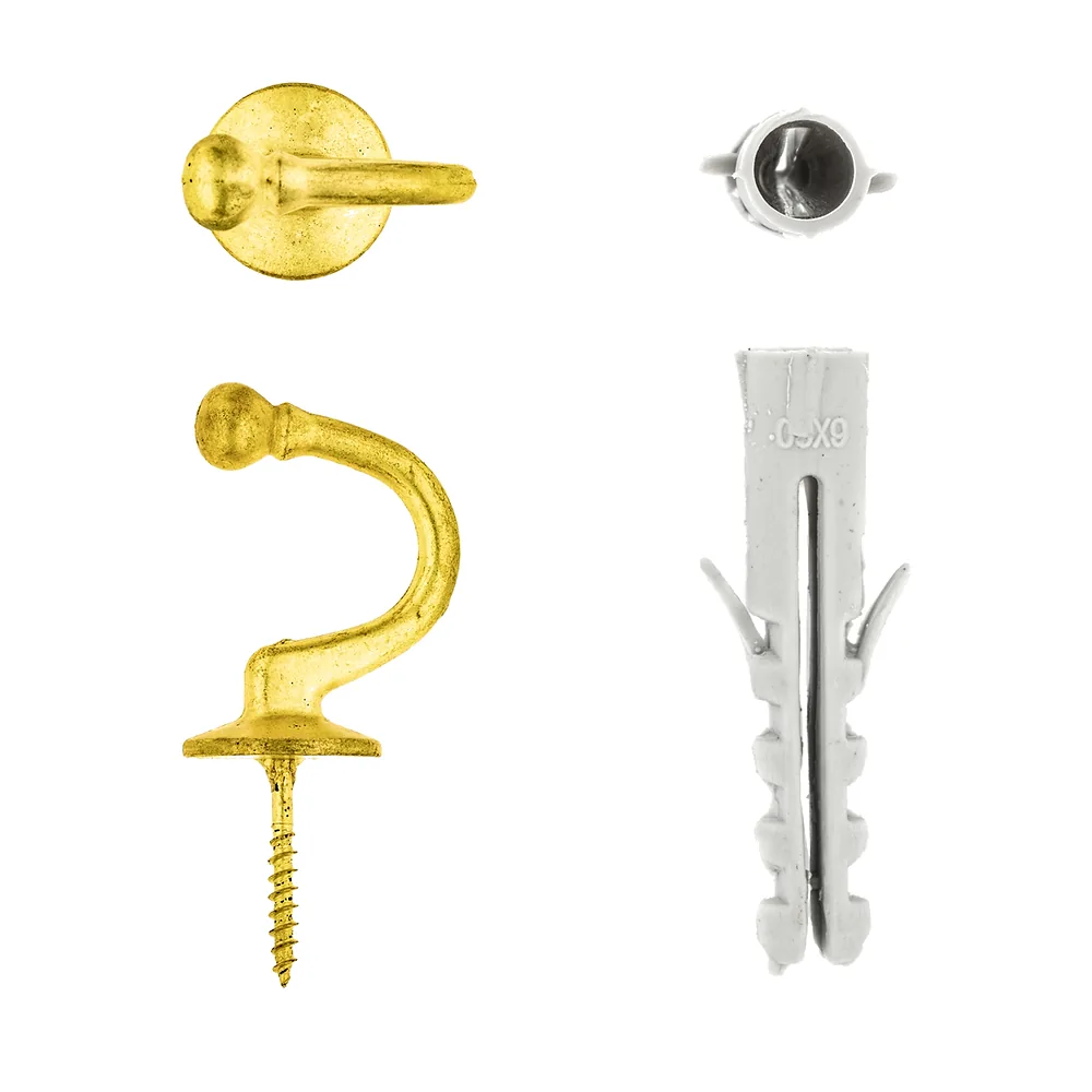 Eureka Swag Hook & Plug, Brass Plated