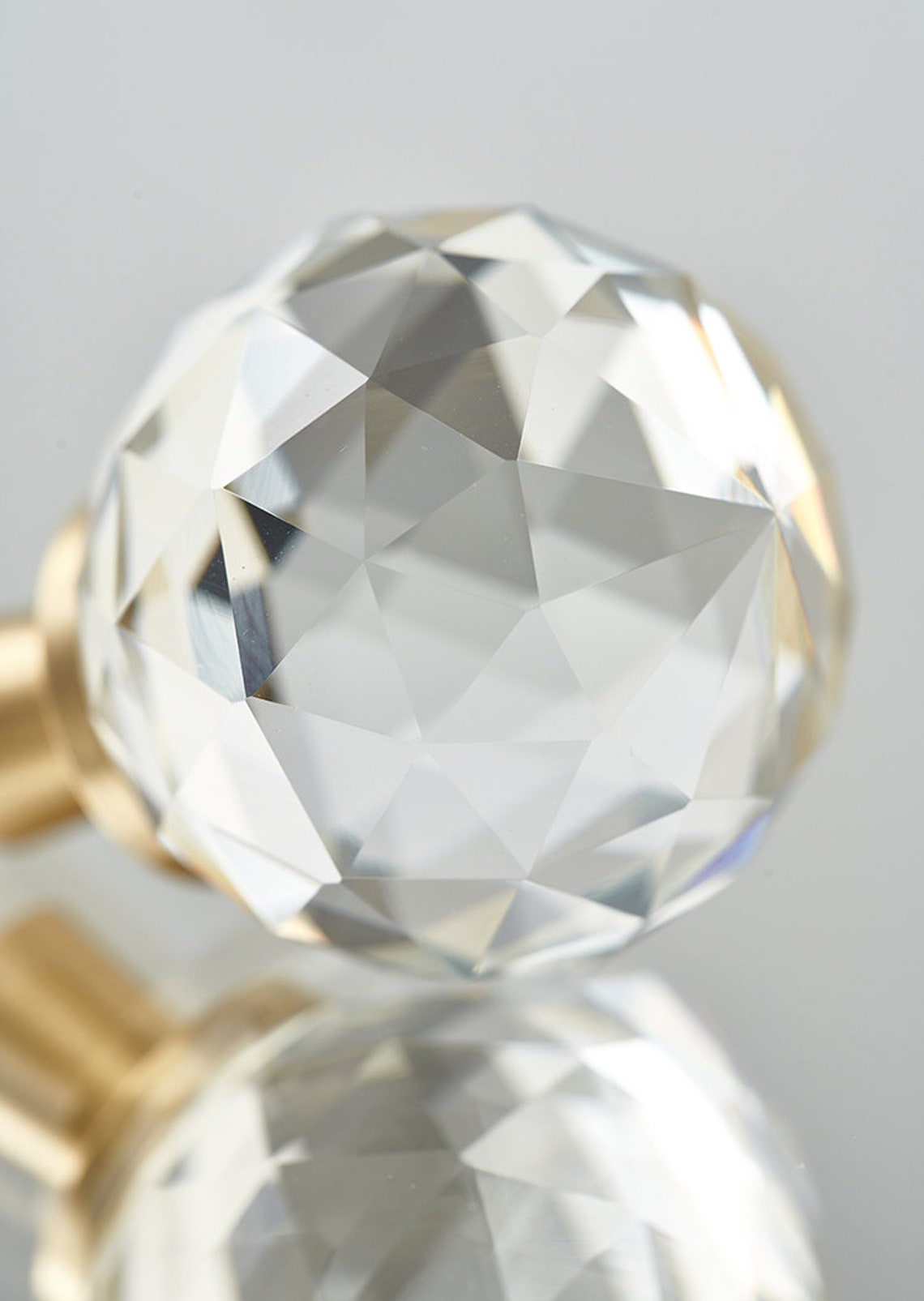 Crystal Knob 30mm, Brass Plated