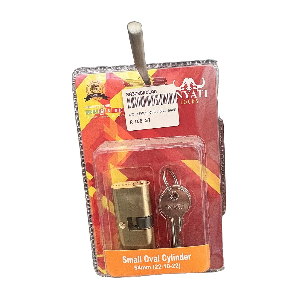 Small Oval Double Cylinder 54mm, Brass