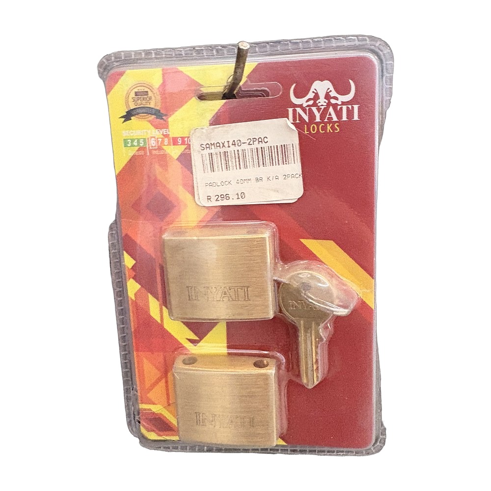 Inyati Brass Padlock 40mm Keyed Alike (2 Pack)