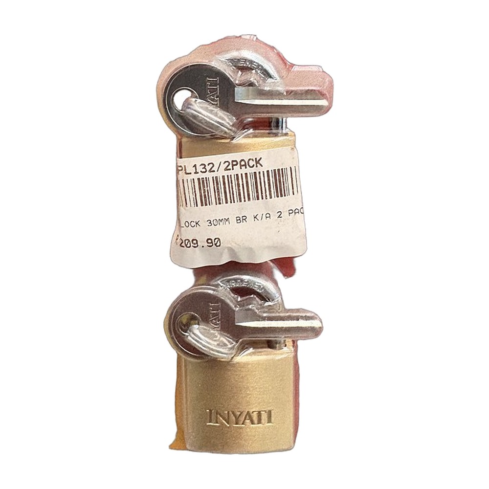 Inyati Brass Padlock 30mm Keyed Alike (2 Pack)