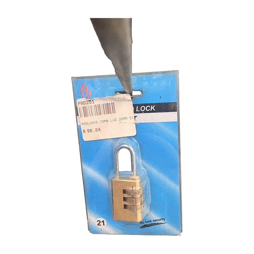 Combination Padlock 20mm, Brass