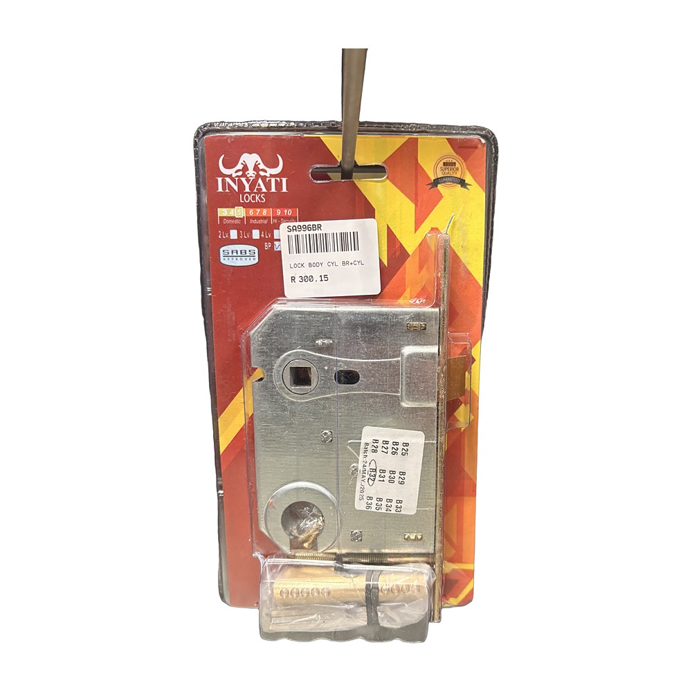 Inyati Lock Body with Euro Cylinder, Brass