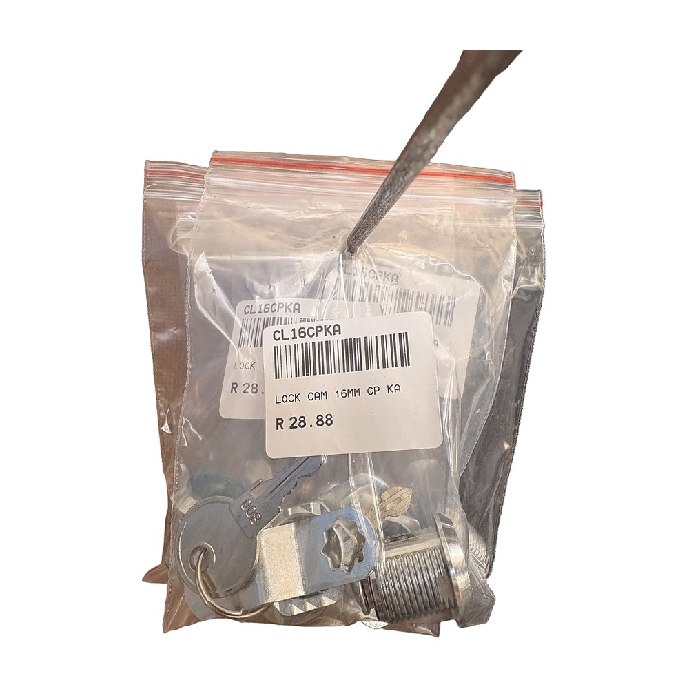 Cam Lock 16mm Chrome, Keyed Alike