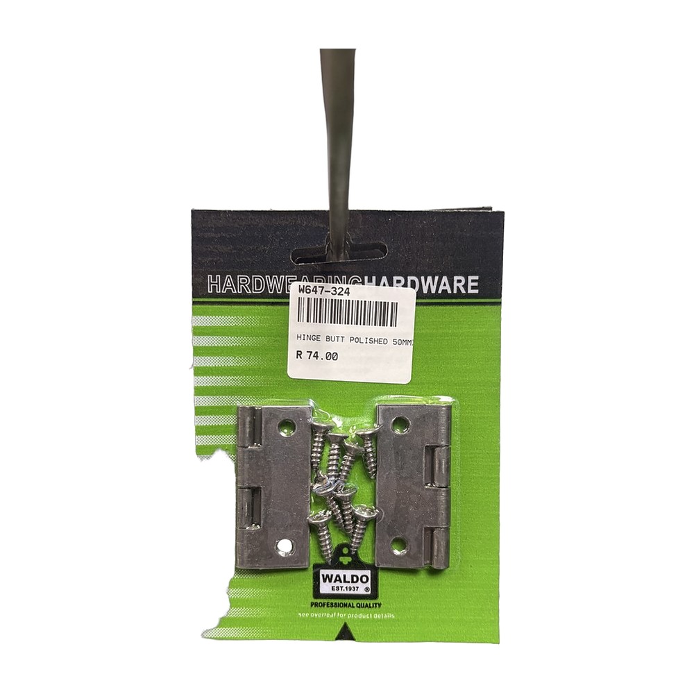 Waldo Butt Hinge 50 x 38mm, Polished