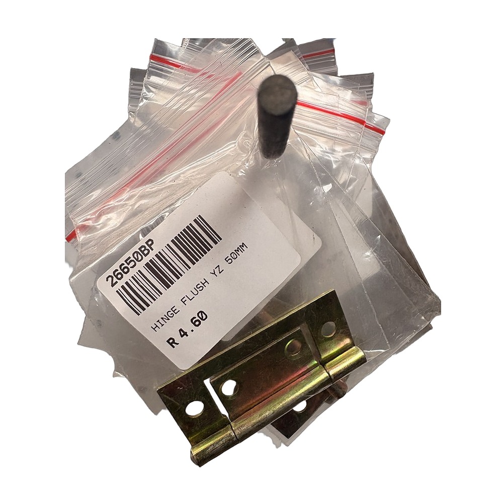Flush Hinge 50mm, Brass Plated