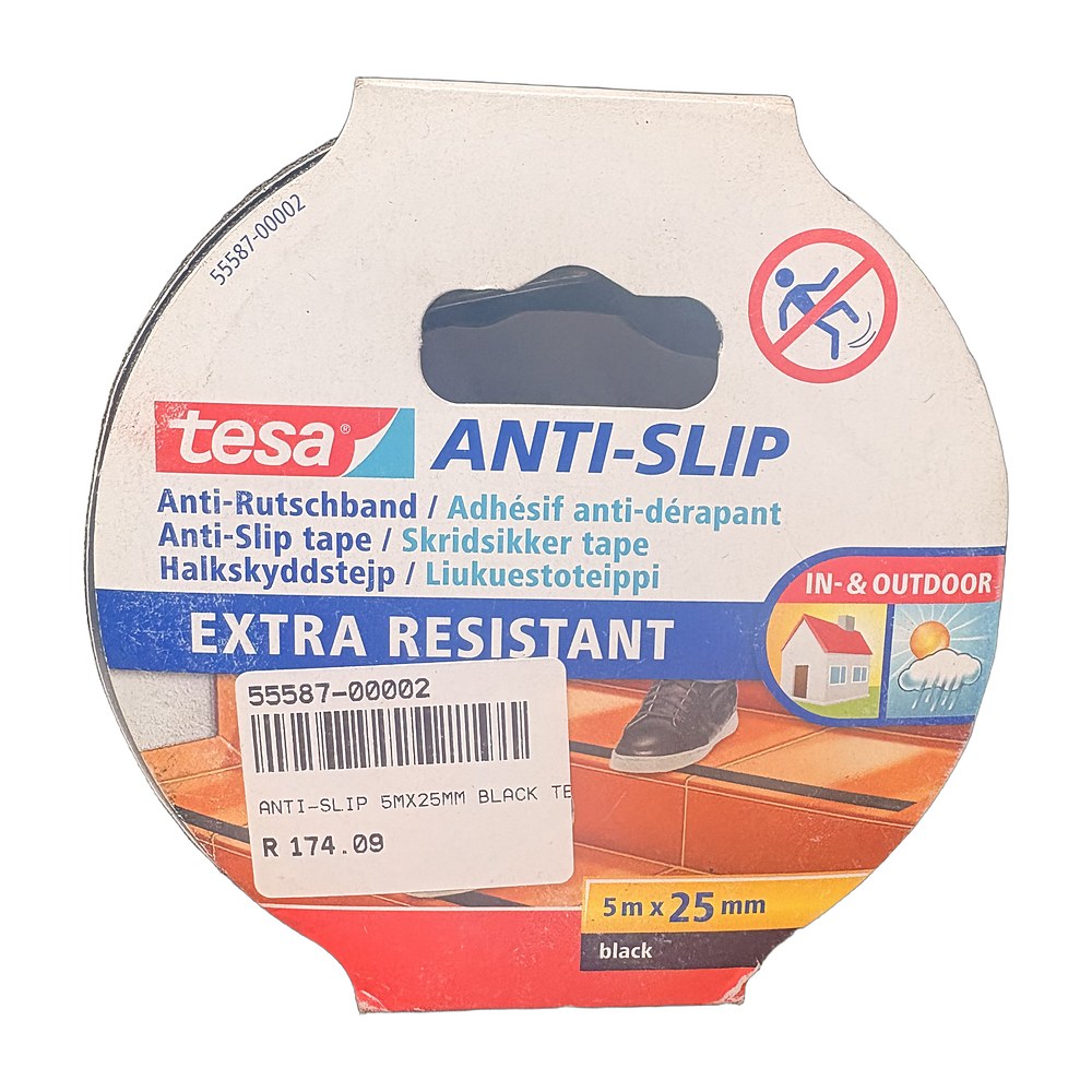 tesa Anti-Slip Tape 5m x 25mm, Black
