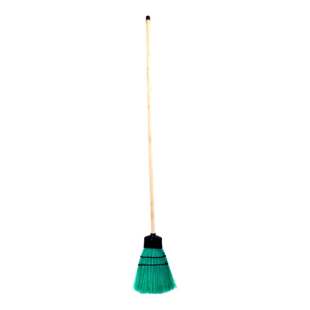 Academy Corn Broom 4-Tie, Synthetic, with 1.2m Wooden Handle