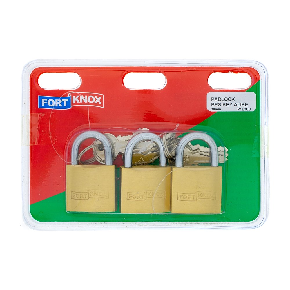 Fort Knox Brass Keyed Alike Padlock 38mm (3-Pack)