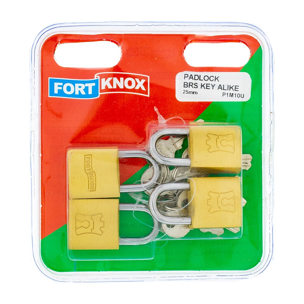 Fort Knox Brass Keyed Alike Padlock 25mm (4-Pack)