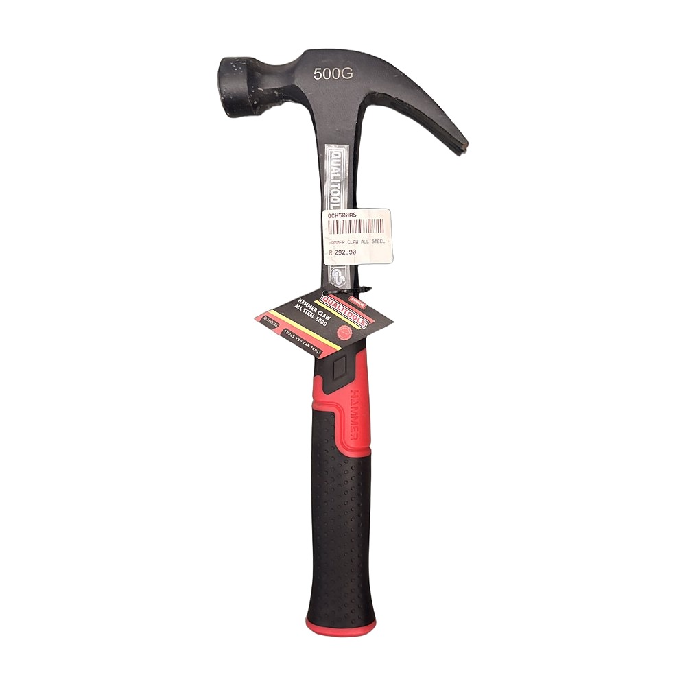 Qualitools Claw Hammer, All Steel, 16oz (500g)