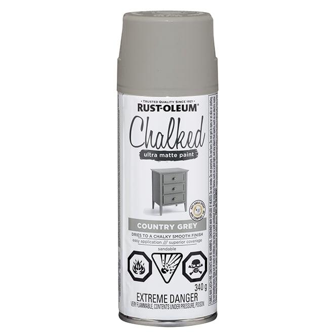 Rust-Oleum Chalked Ultra Matte Spray Paint, Country Gray – 340g