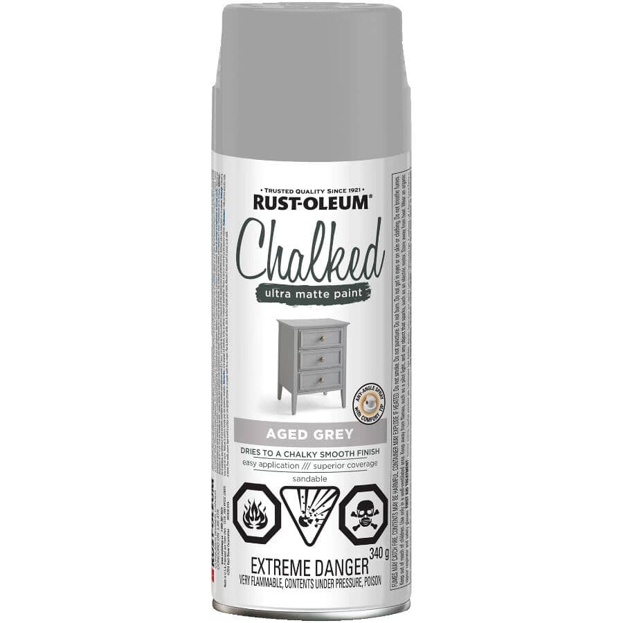Rust-Oleum Chalked Ultra Matte Spray Paint, Aged Gray – 340g