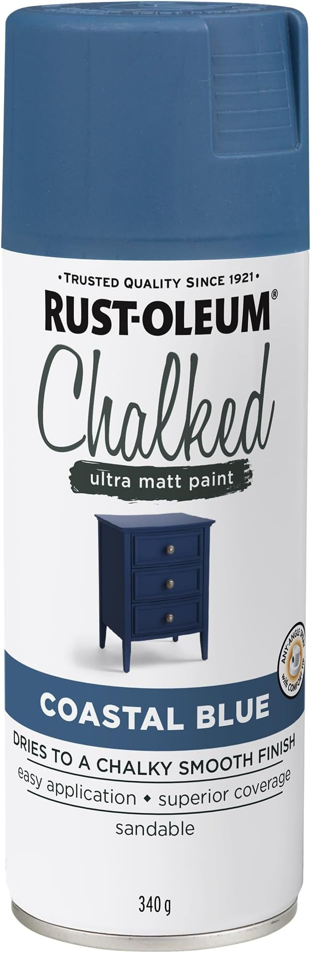 Rust-Oleum Chalked Ultra Matte Spray Paint, Coastal Blue – 340g