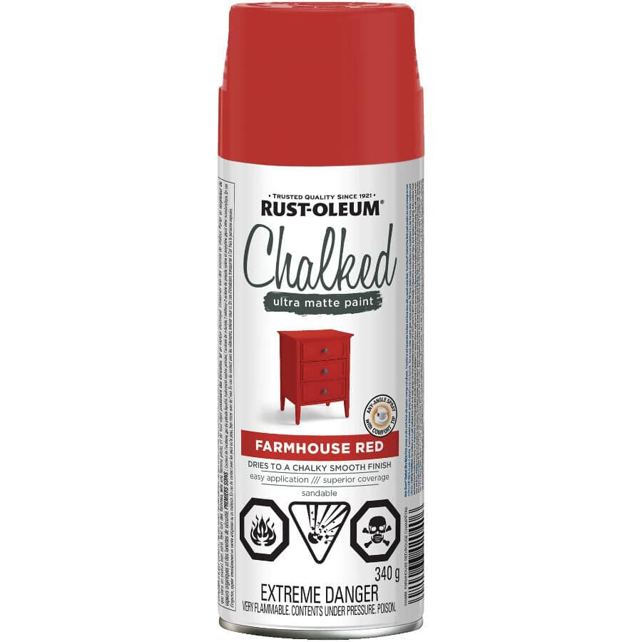 Rust-Oleum Chalked Ultra Matte Spray Paint, Farmhouse Red – 340g
