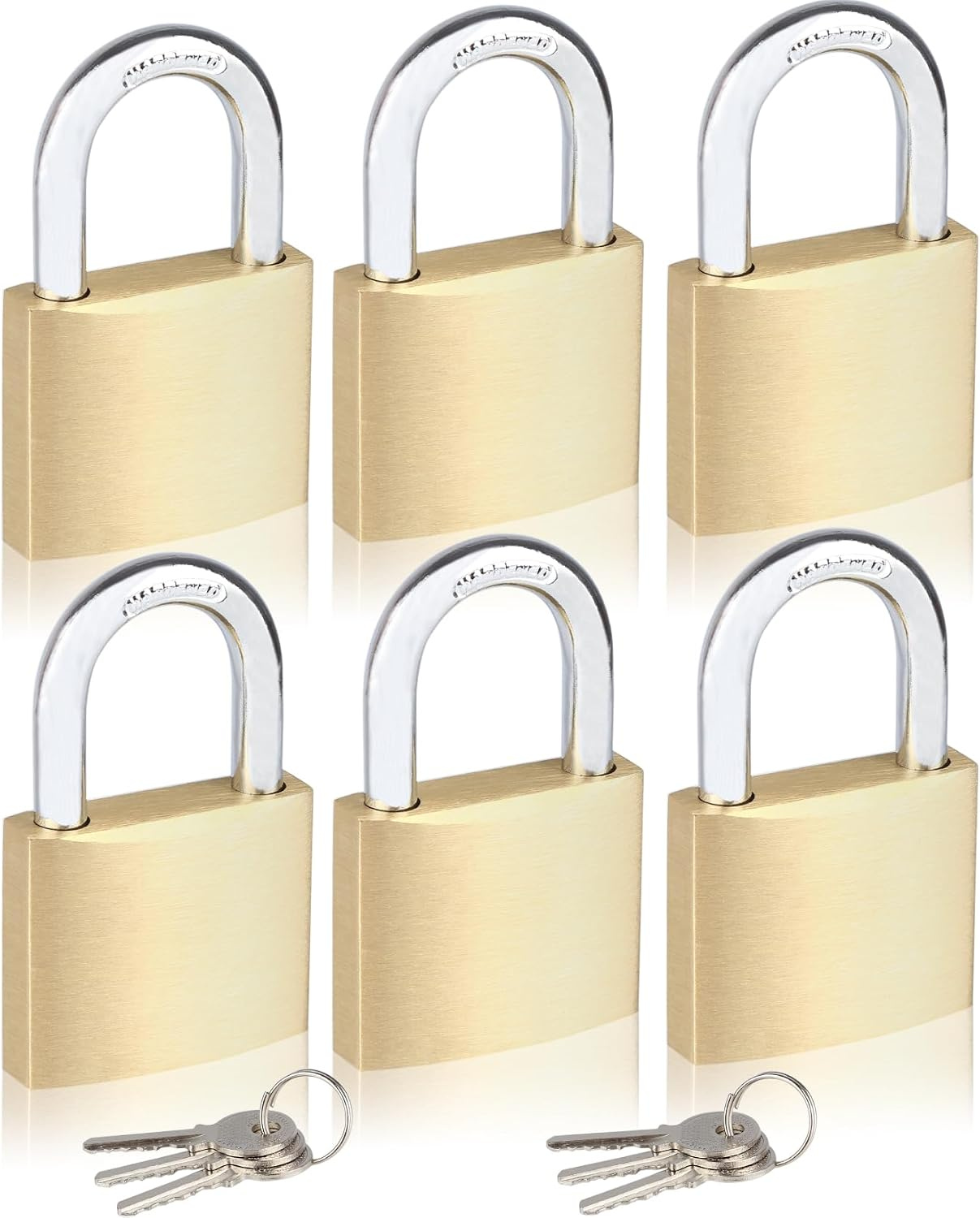 Brass Padlock 30mm, Keyed Alike 6 Pack