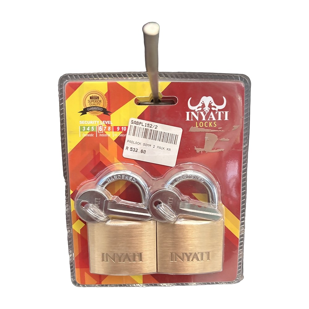 Brass Padlock 50mm, Keyed Alike 2 Pack