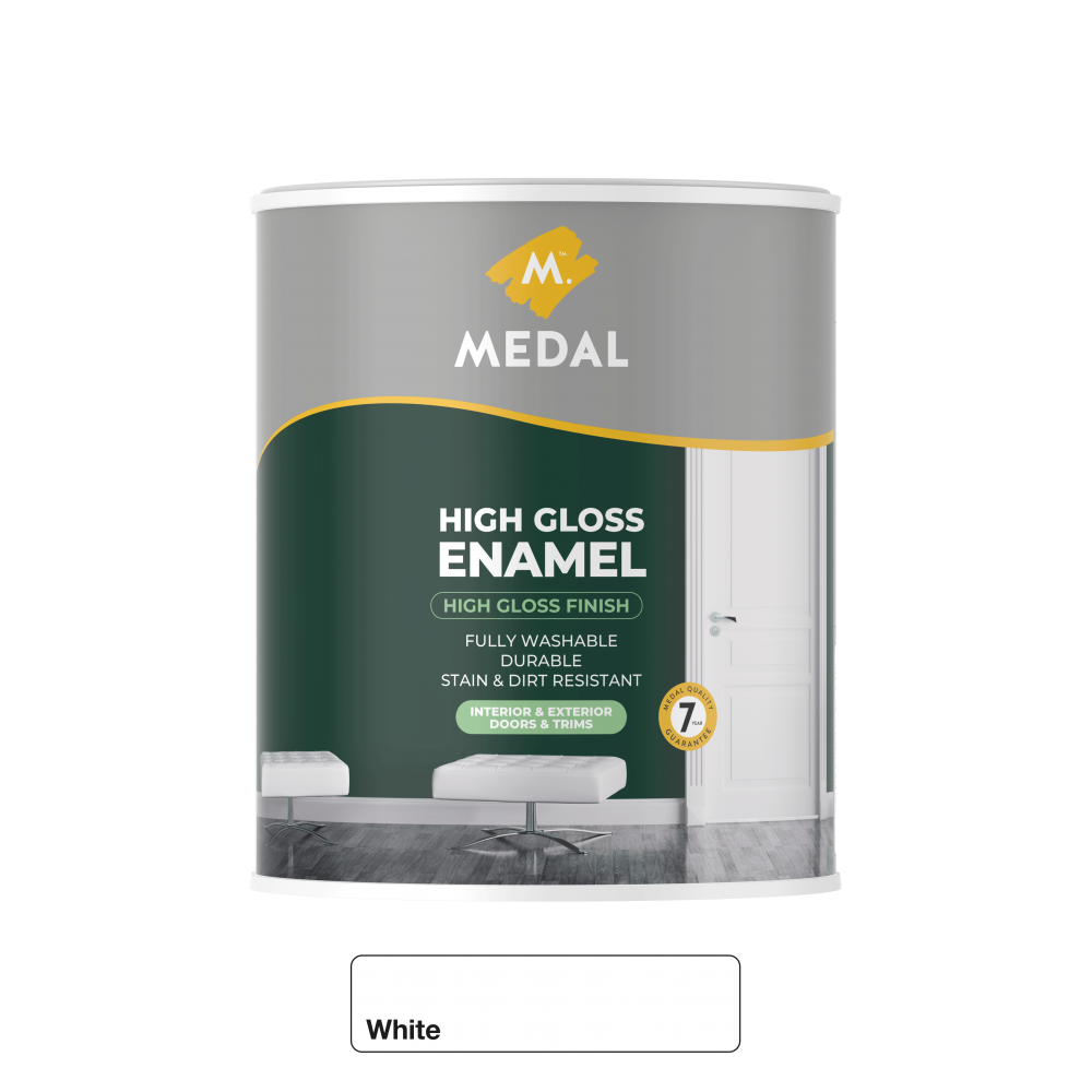 Medal High Gloss Enamel, White – 1L