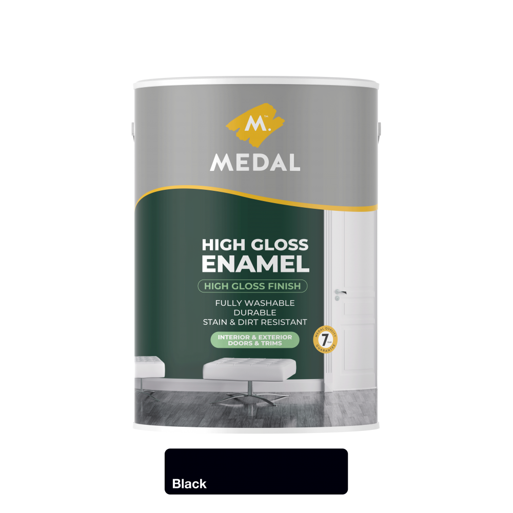 Medal High Gloss Enamel, Black – 5L