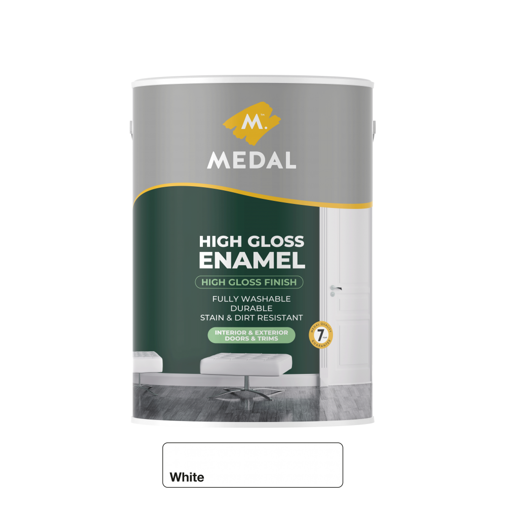 Medal High Gloss Enamel, White – 5L