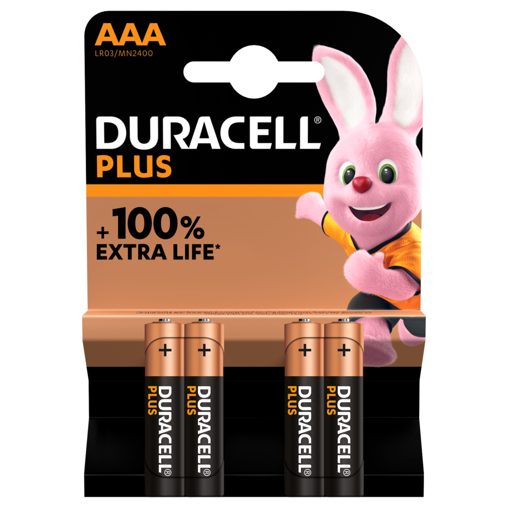 Duracell Plus AAA Alkaline Batteries – 4 Pack